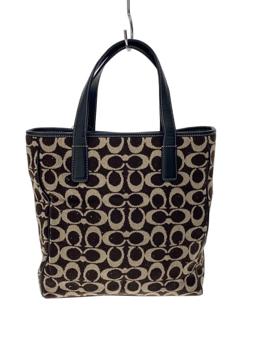 COACH Tote Bag_Signature Wool BRW All Over Pattern
