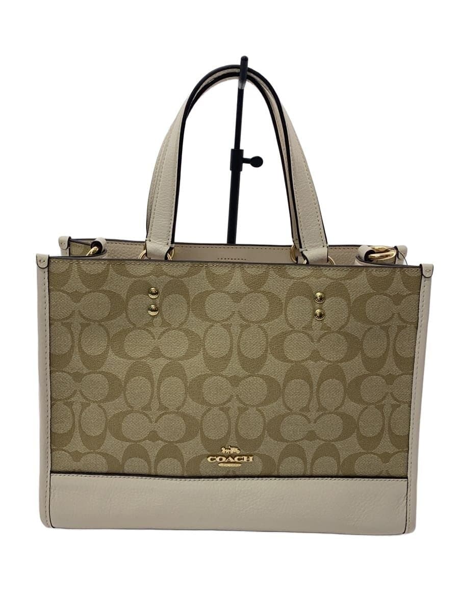 COACH Dempsey Carryall Signature Cream Leather PVC BEG Allover Pattern 1955