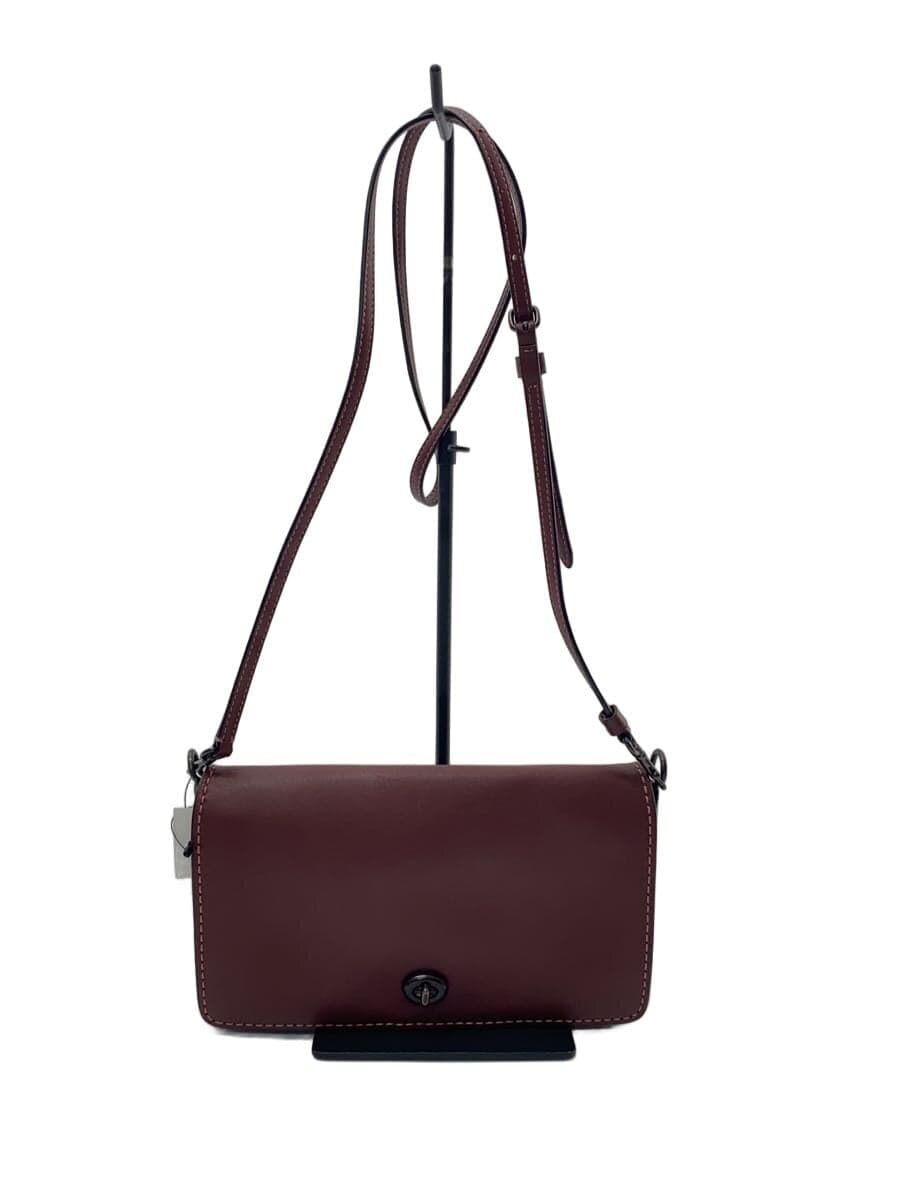 COACH Shoulder Bag Leather RED All-over pattern 76129