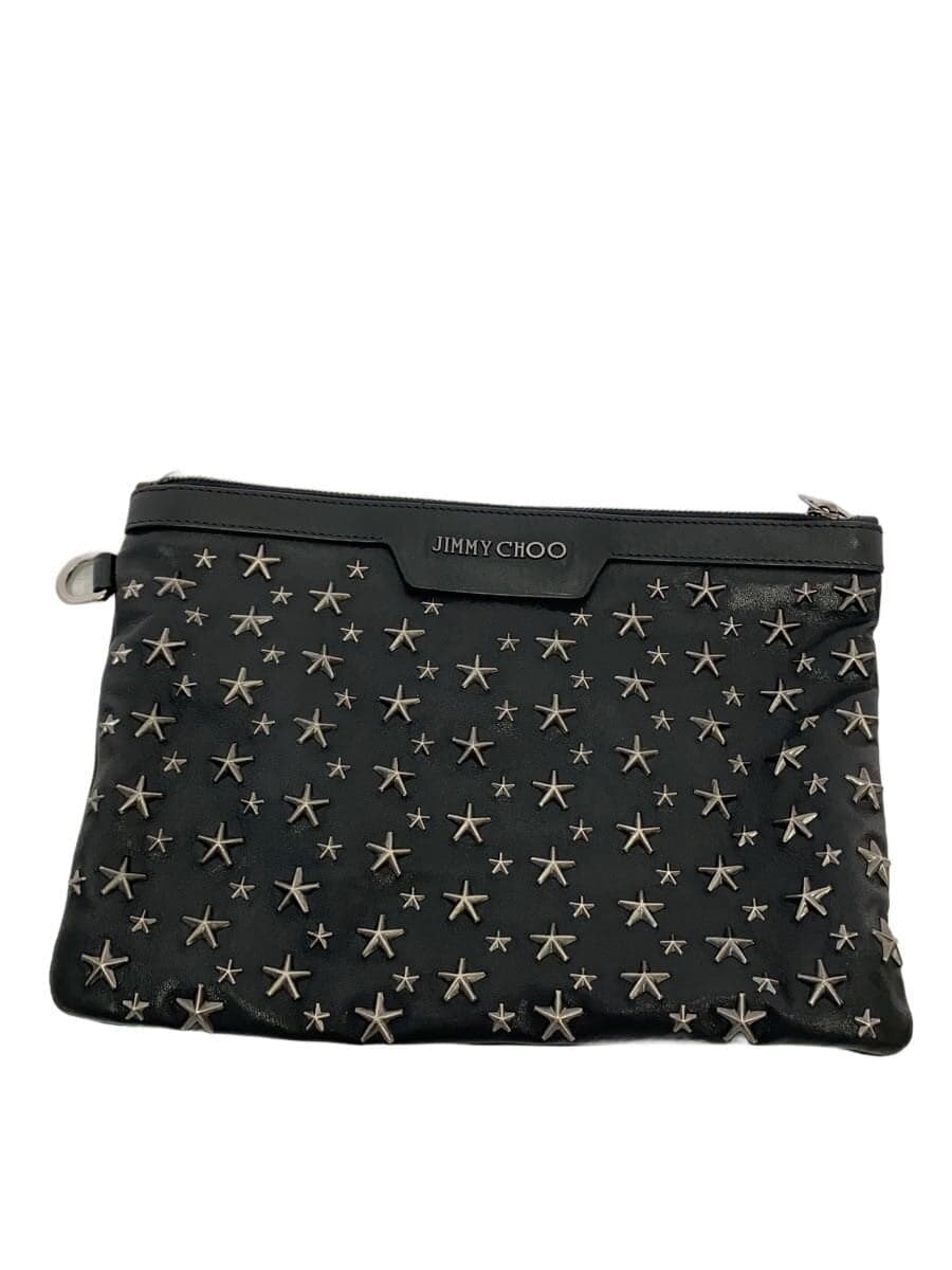 JIMMY CHOO studs star second bag leather BLK H00003313