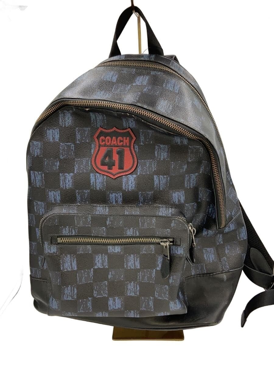 COACH Backpack Leather BLK Check F23249