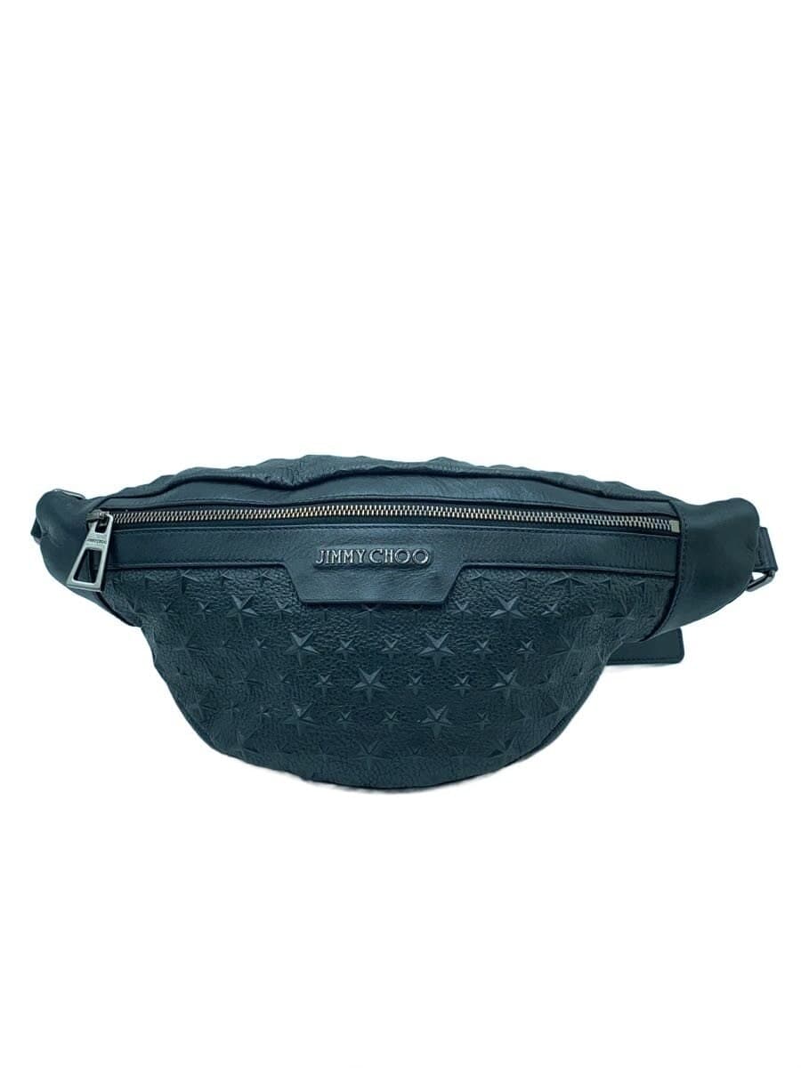 JIMMY CHOO Waist Bag Body Bag Leather Black All Over Pattern Star Pattern Embossed