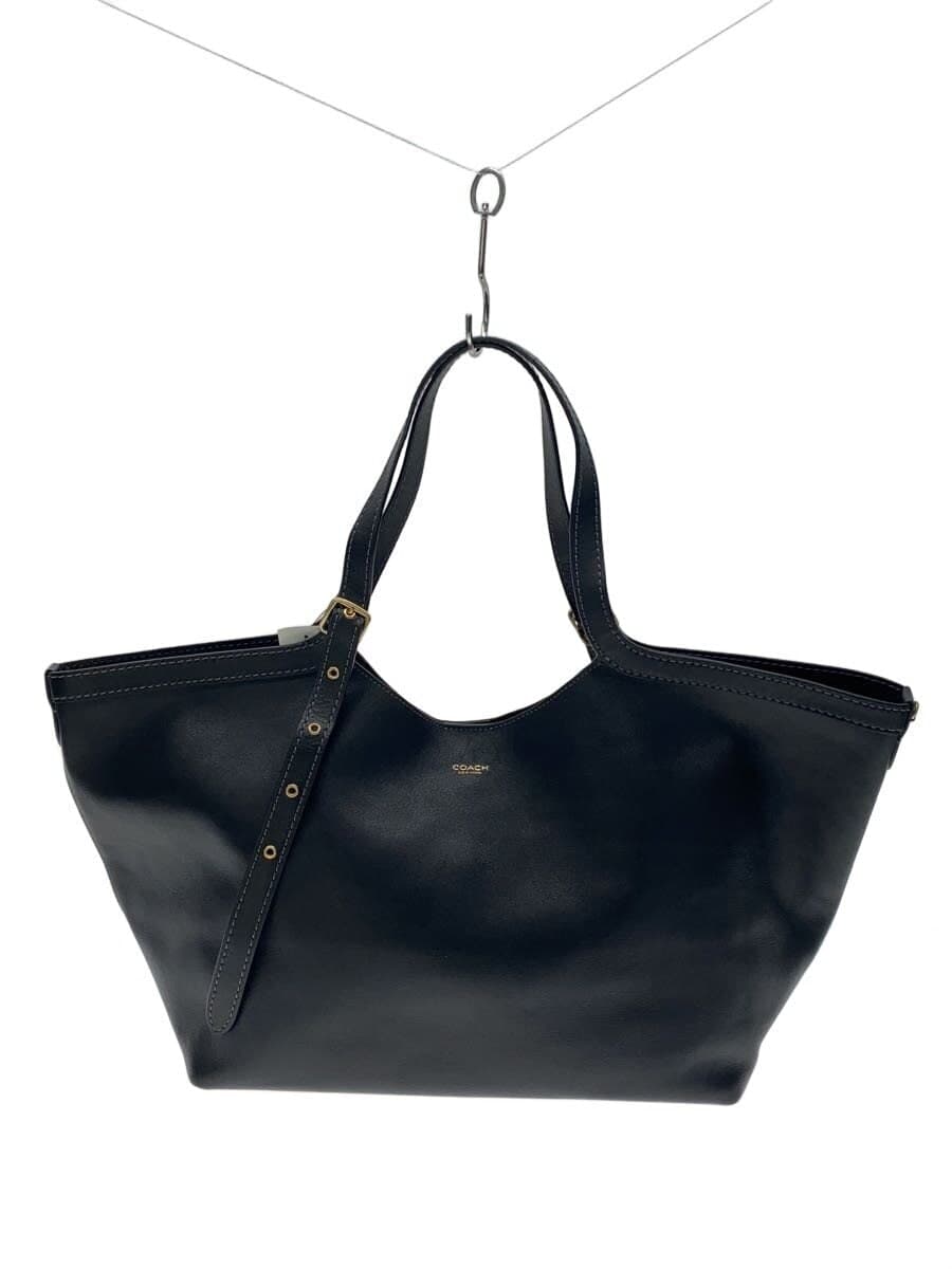 COACH tote bag leather black plain CAM00