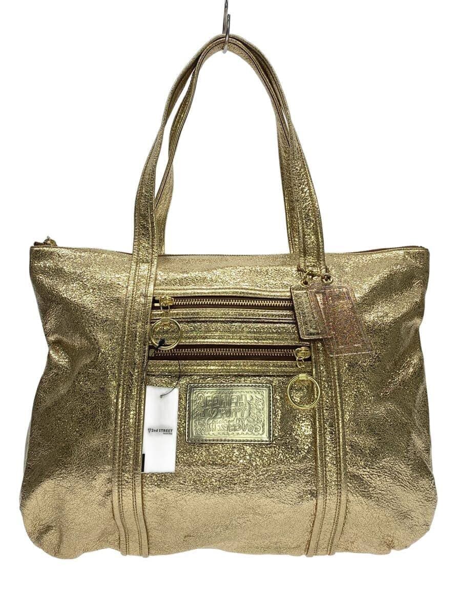 COACH tote bag leather gold plain 13820