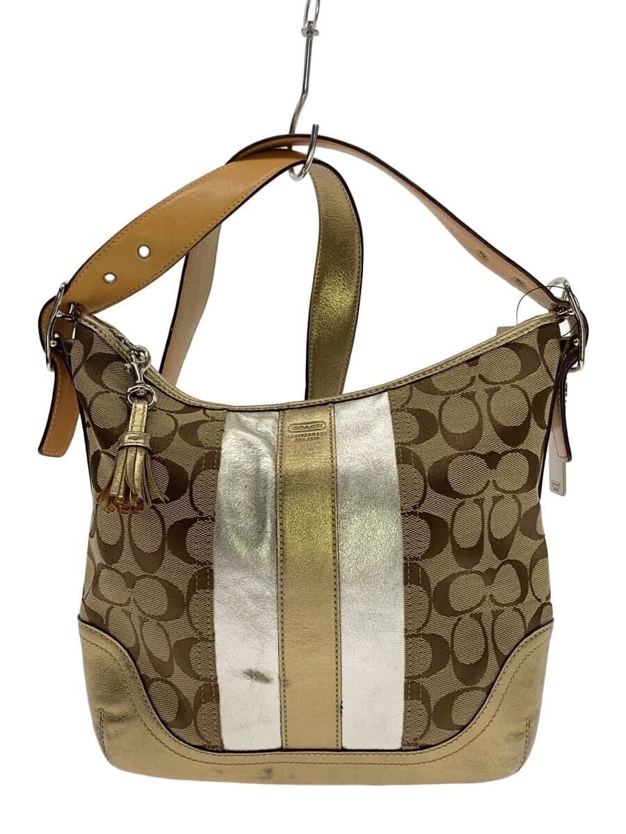 COACH Shoulder Bag Leather GLD All-over Pattern 1492