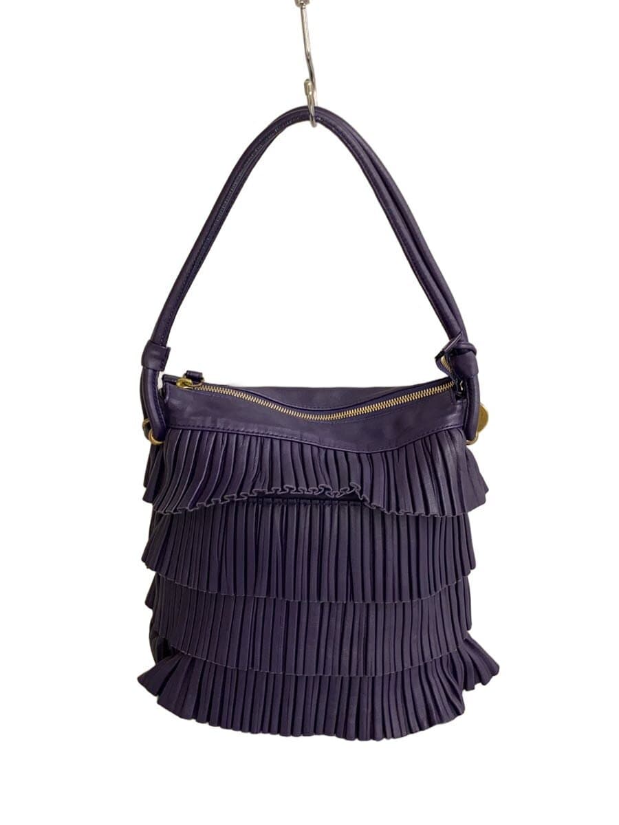 EMPORIO ARMANI fringe shoulder bag lamb leather PUP solid color