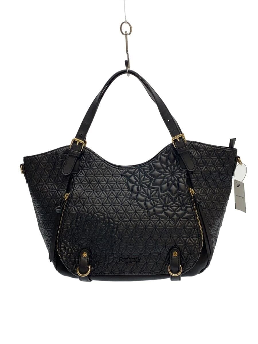 Desigual Tote Bag Leather BLK All Over Pattern