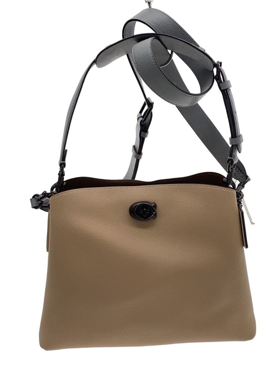 COACH Shoulder Bag Leather BEG Solid C2590
