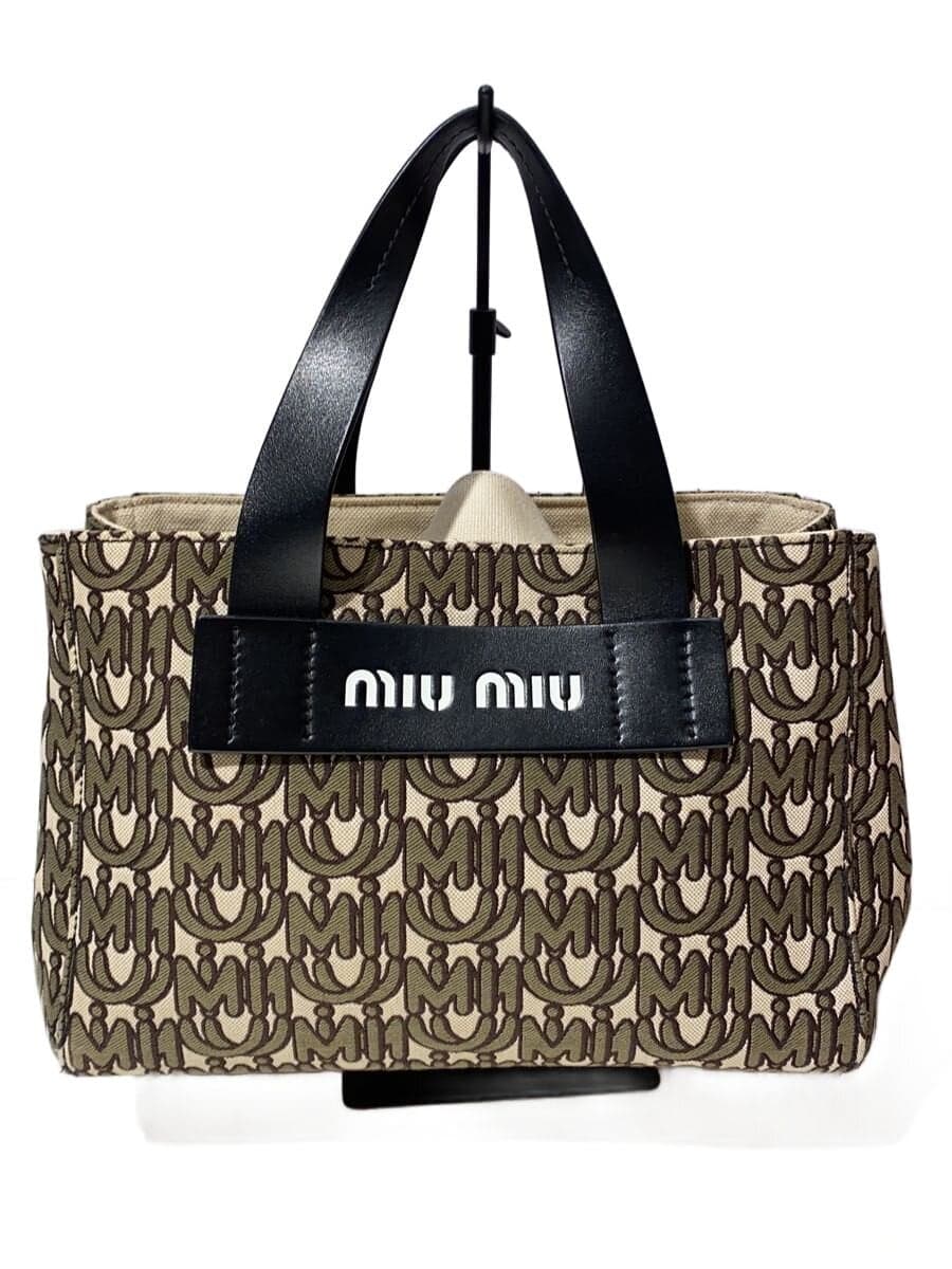 MIU MIU Handbag Canvas BEG All Over Pattern
