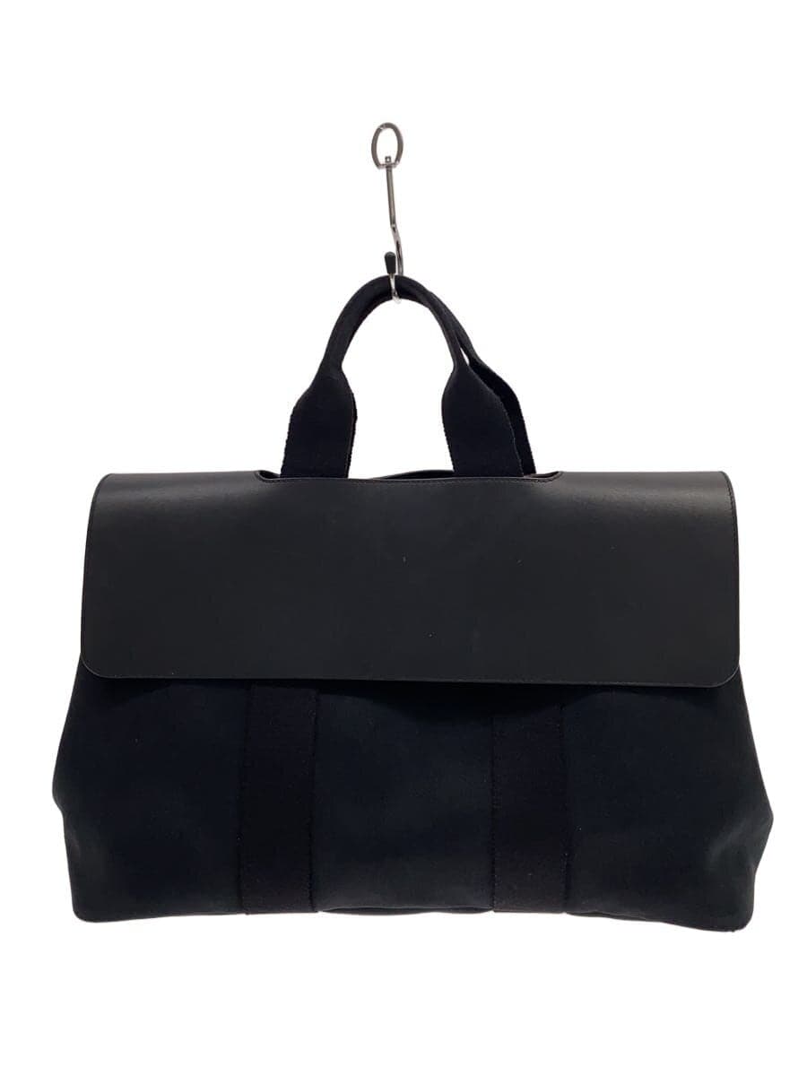 HERMES Valparaiso MM Tote Bag Cotton Navy Scuff marks on corners Discoloration