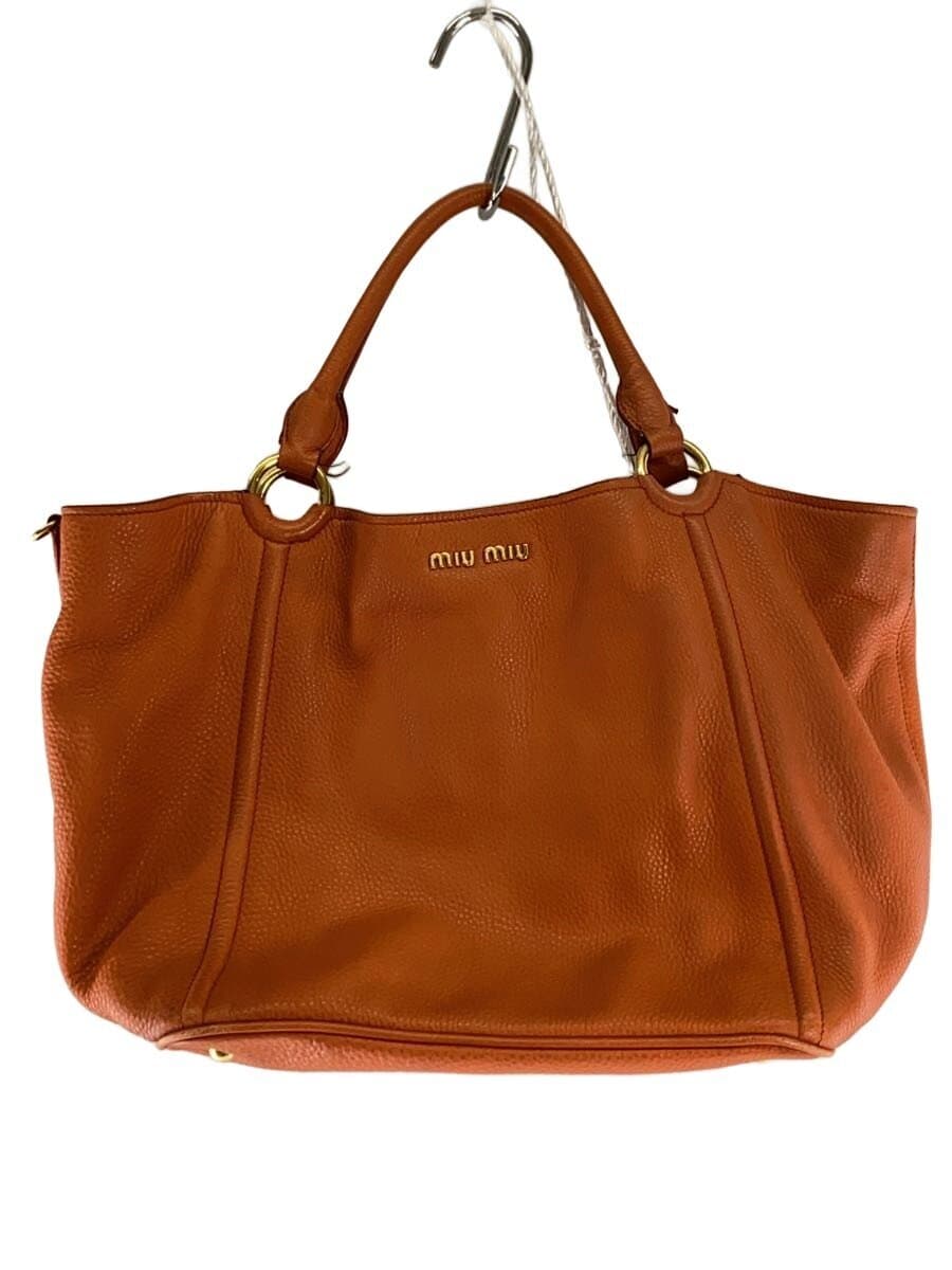 MIU MIU Tote Bag Leather ORN Solid With Stain