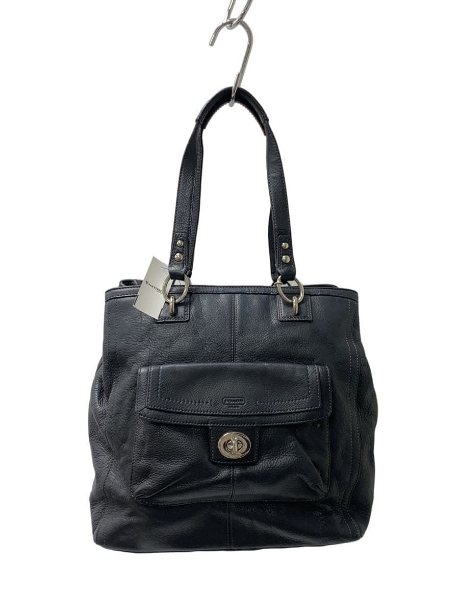 COACH Hand Bag Leather BLK Black Solid
