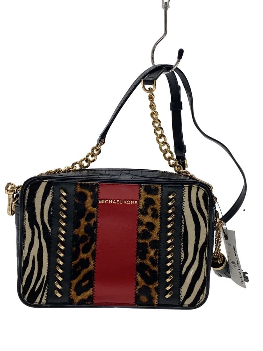 MICHAEL KORS Shoulder Bag BLK Animal 32F9GJ6M6L Pony Hair Embossed Square Shoulder Bag