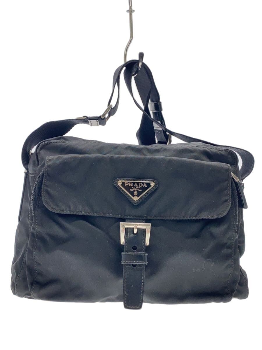 PRADA Shoulder Bag Nylon BLK Solid Triangle Logo
