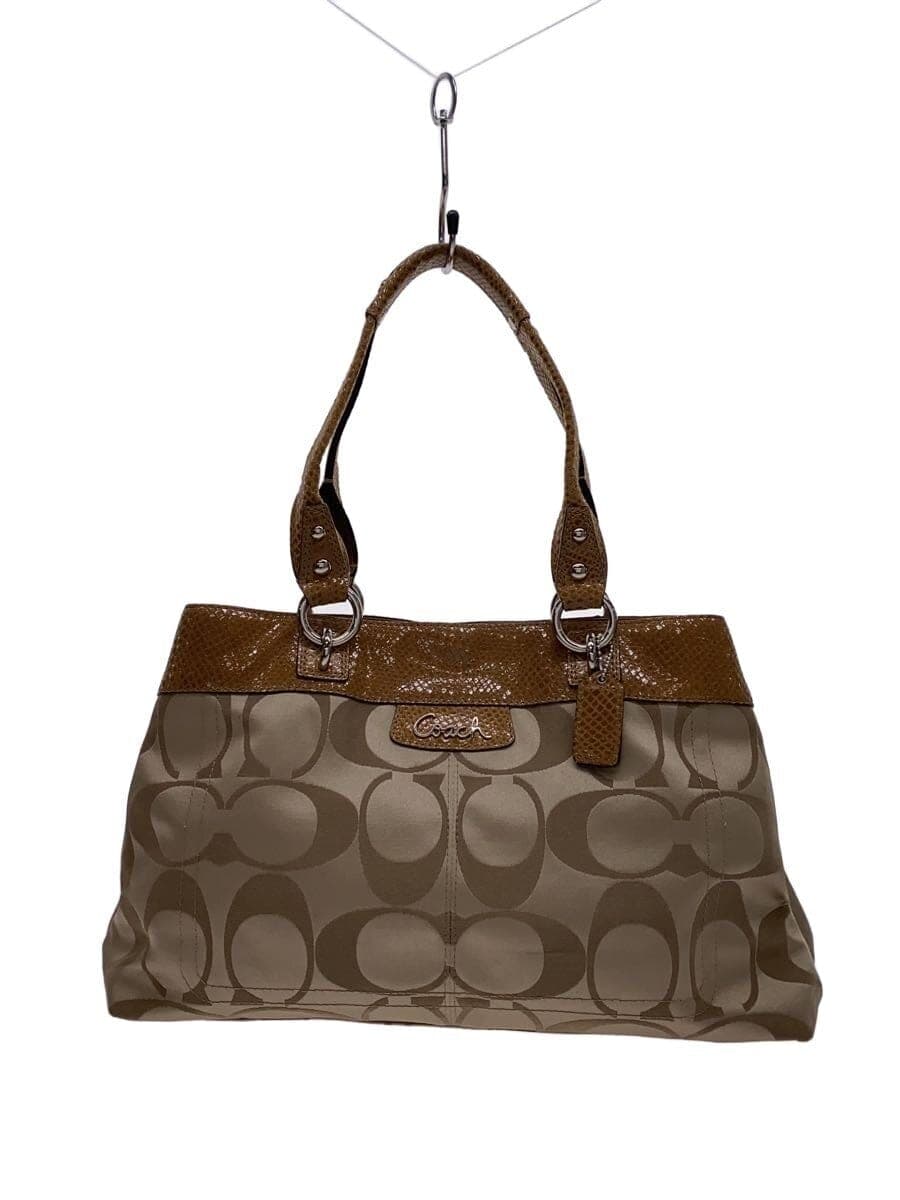 COACH Tote Bag_Penelope_Signature_Beige Leather PVC BRW F16190