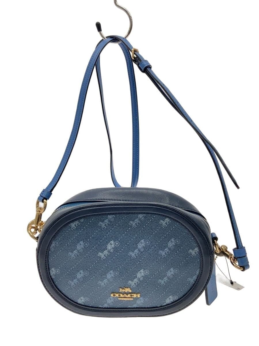 COACH Shoulder Bag Leather BLU All Over Pattern