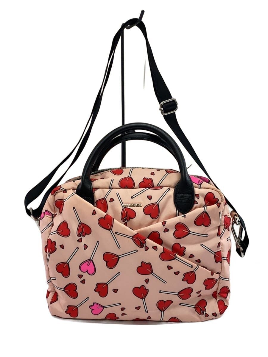 DIESEL Handbag Nylon PNK All Over Pattern Heart Pattern Stain Considered