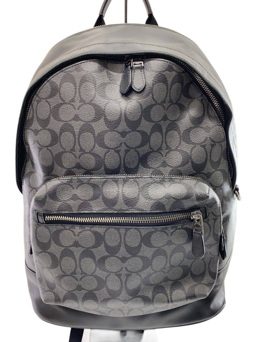 COACH Backpack Leather Black All-over Print 2736 Note: Piping and corners show