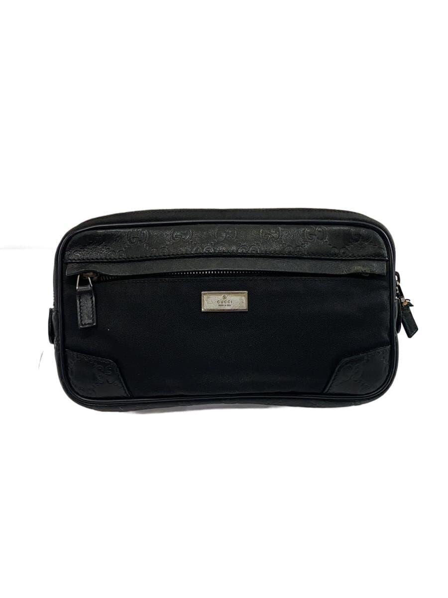 GUCCI Waist Bag Leather Black 162417 492715