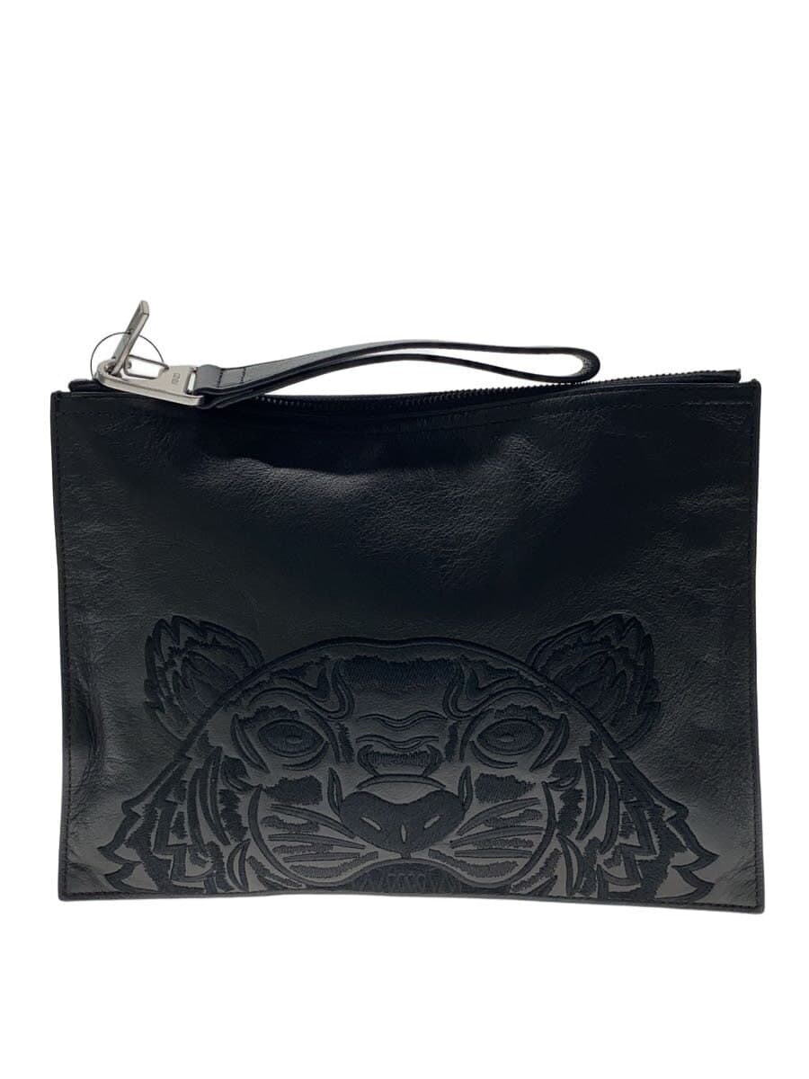 KENZO clutch bag leather black animal