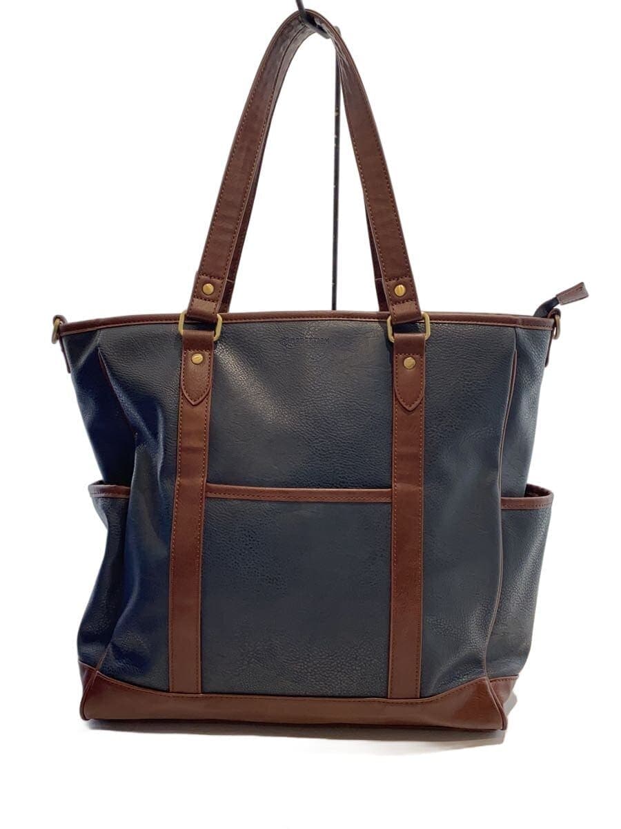 NAUGHTIAM Tote Bag Leather NVY Solid