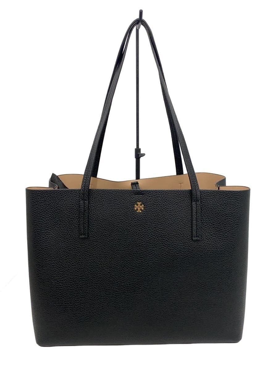 TORY BURCH tote bag leather BLK plain