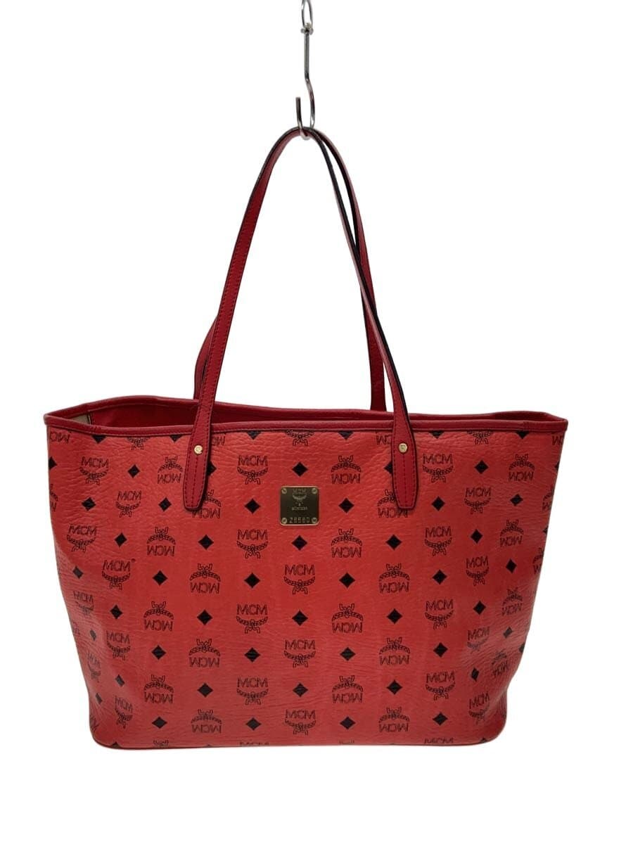 MCM Wear Inside Soil Visetos Tote Bag RED Monogram 10031209