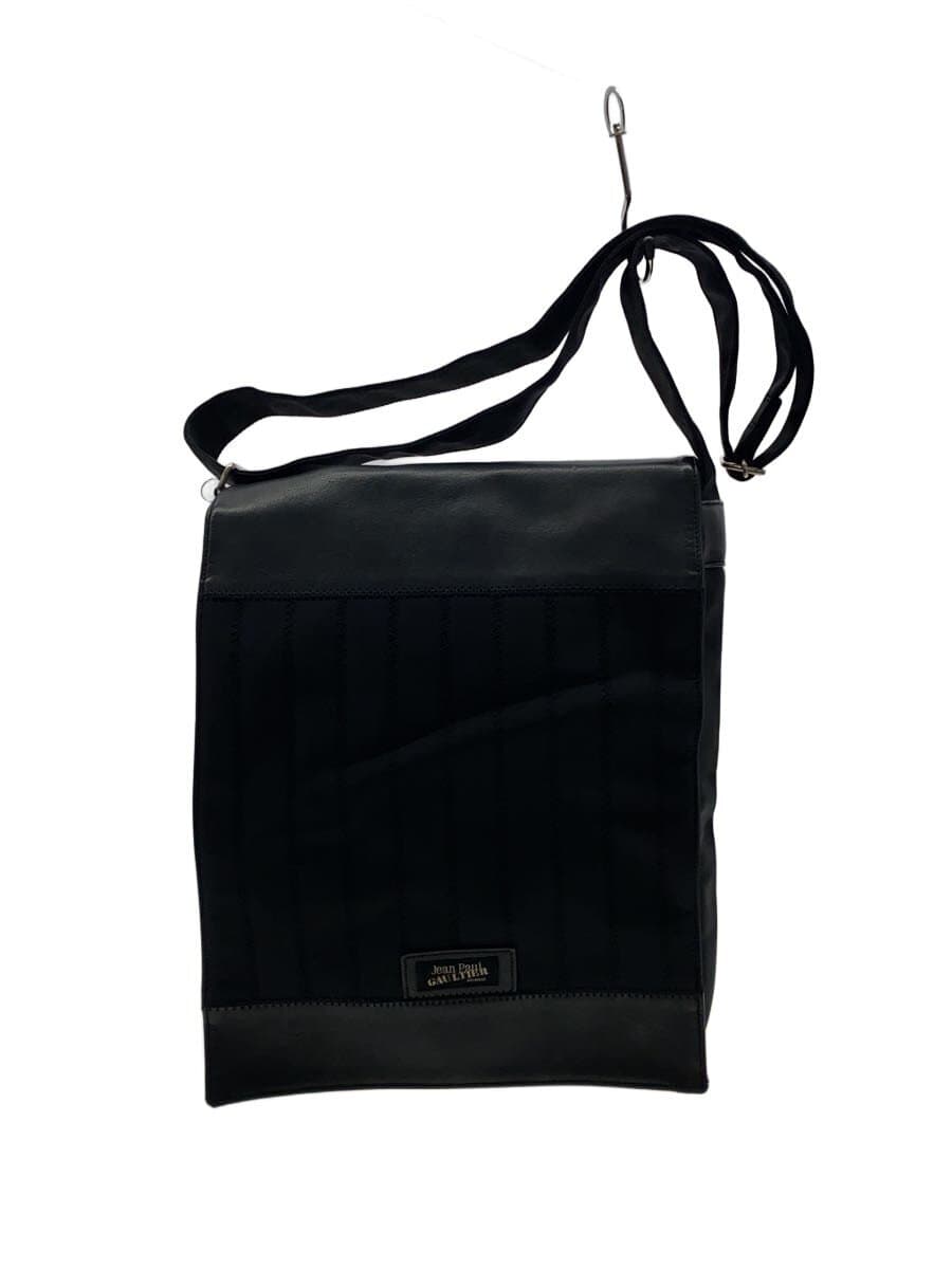 Jean Paul GAULTIER HOMME Messenger Bag Cowhide Switch Shoulder Bag Nylon BLK