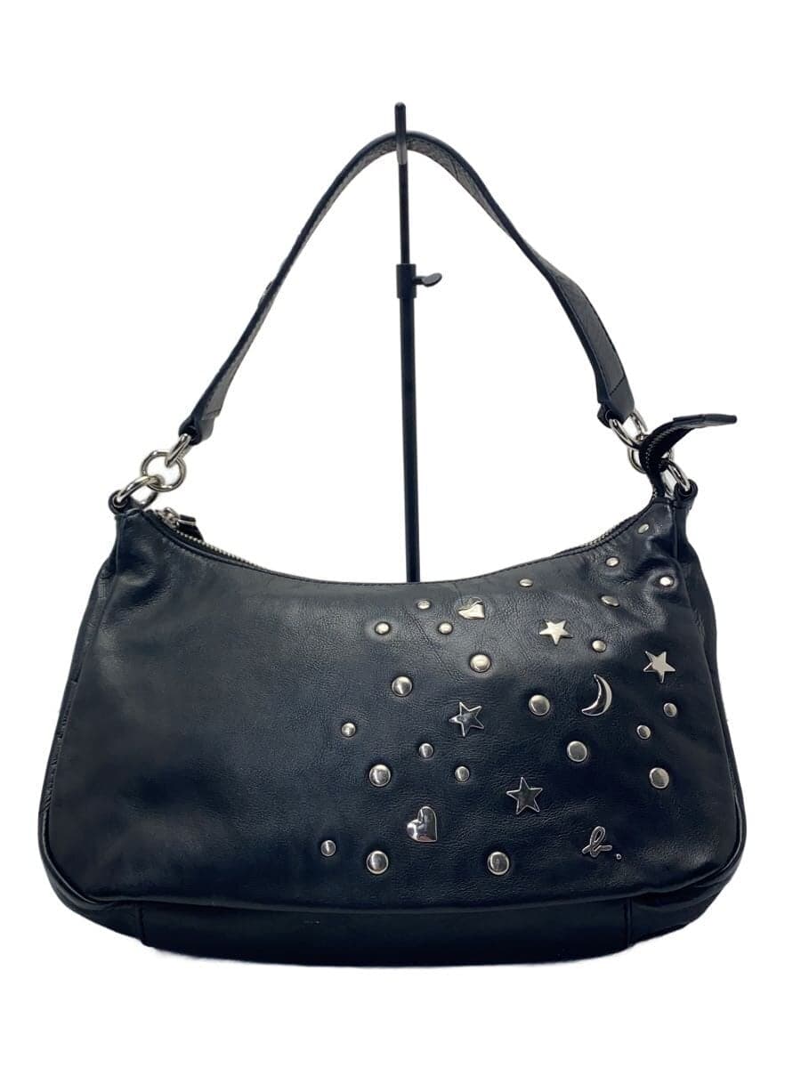 agnes b VOYAGE Studs Shoulder Bag Leather BLK