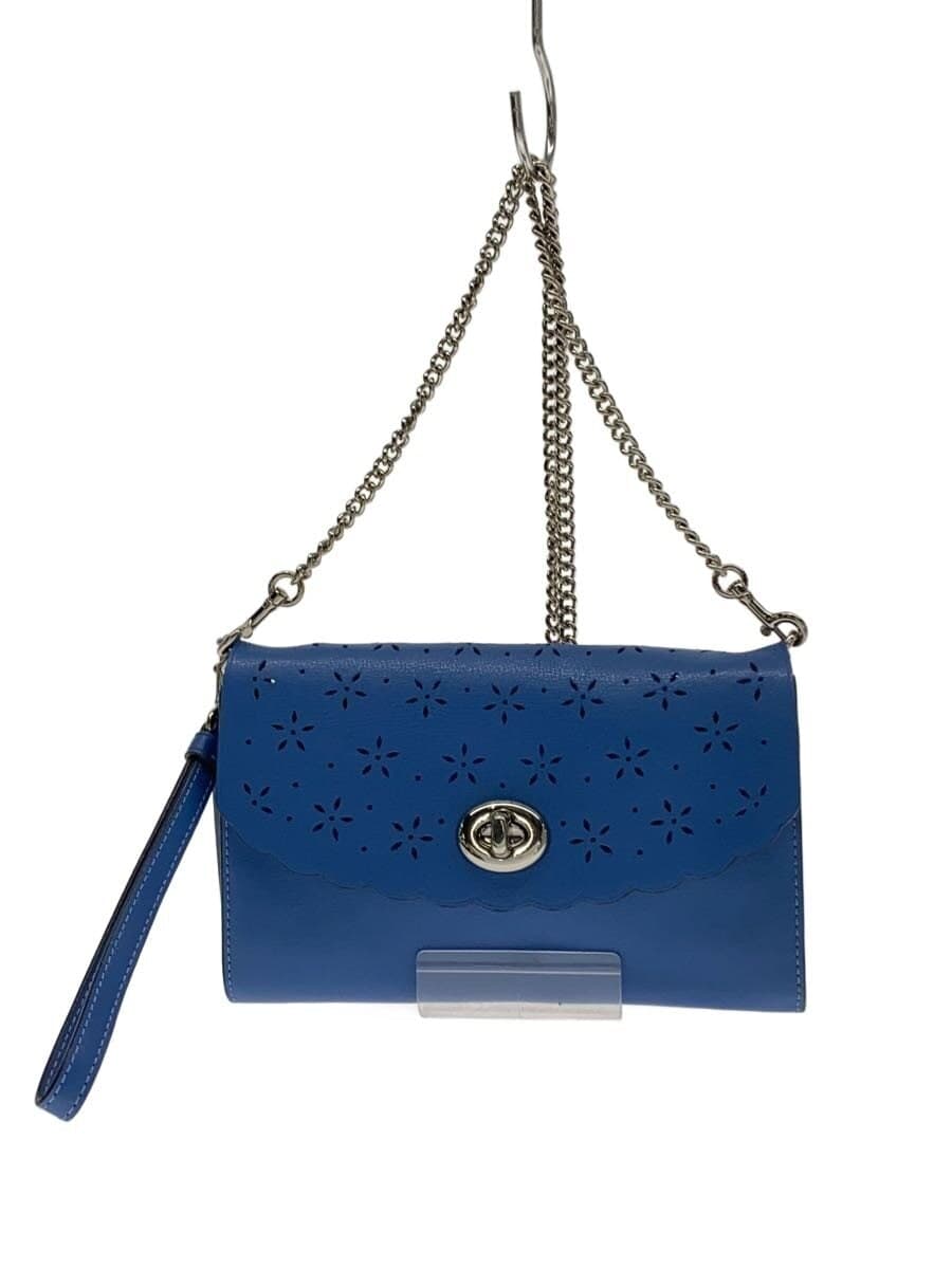 COACH Punching Shoulder Bag Leather BLU F58072