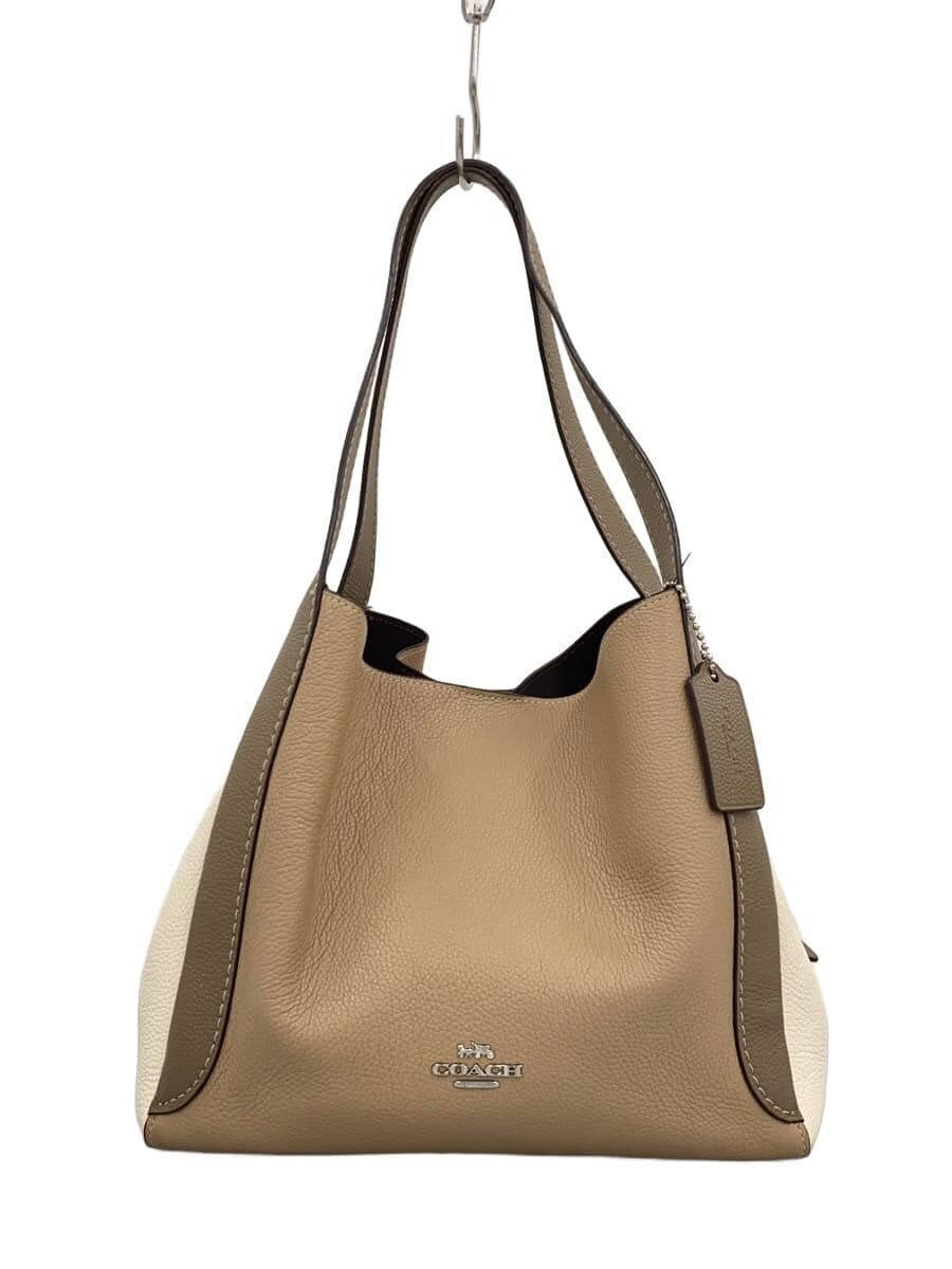 COACH handbag leather beige plain 89691