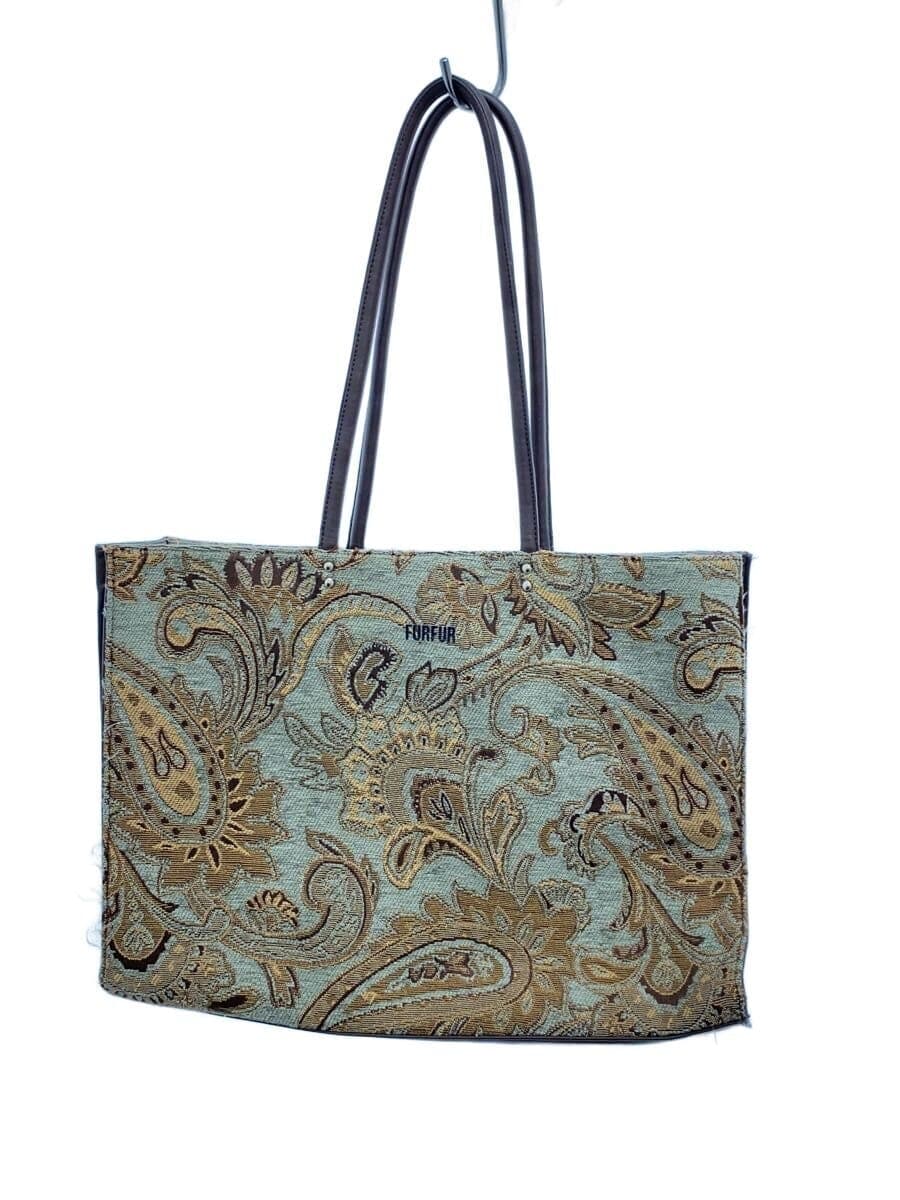 furfur Daily Tote Bag Paisley Pattern Tote Bag Canvas Multicolor All Over Pattern