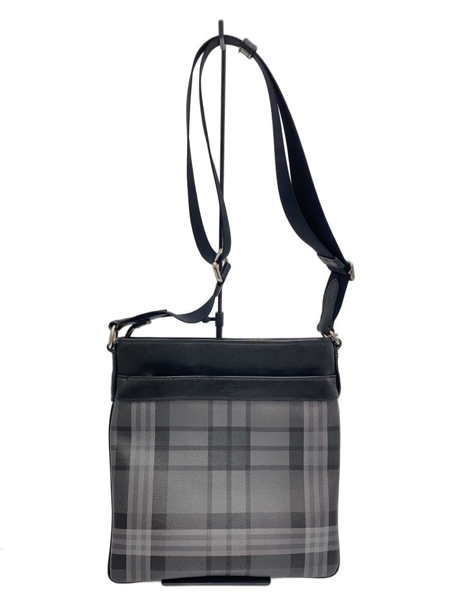 COACH Shoulder Bag Leather BLK Check F55070