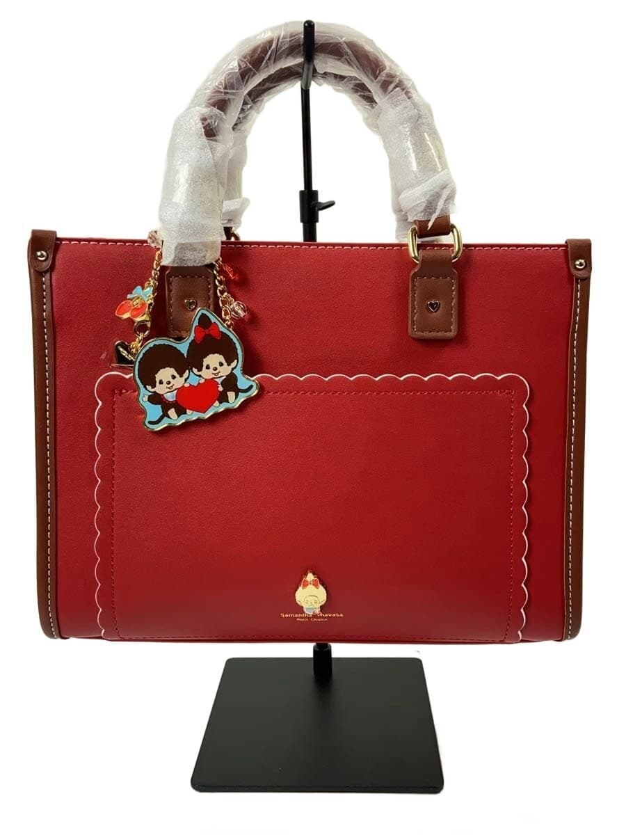 Samantha Thavasa With Tag 「Monchhichi 」Collection Bag Charm Handbag Faux Leather RED