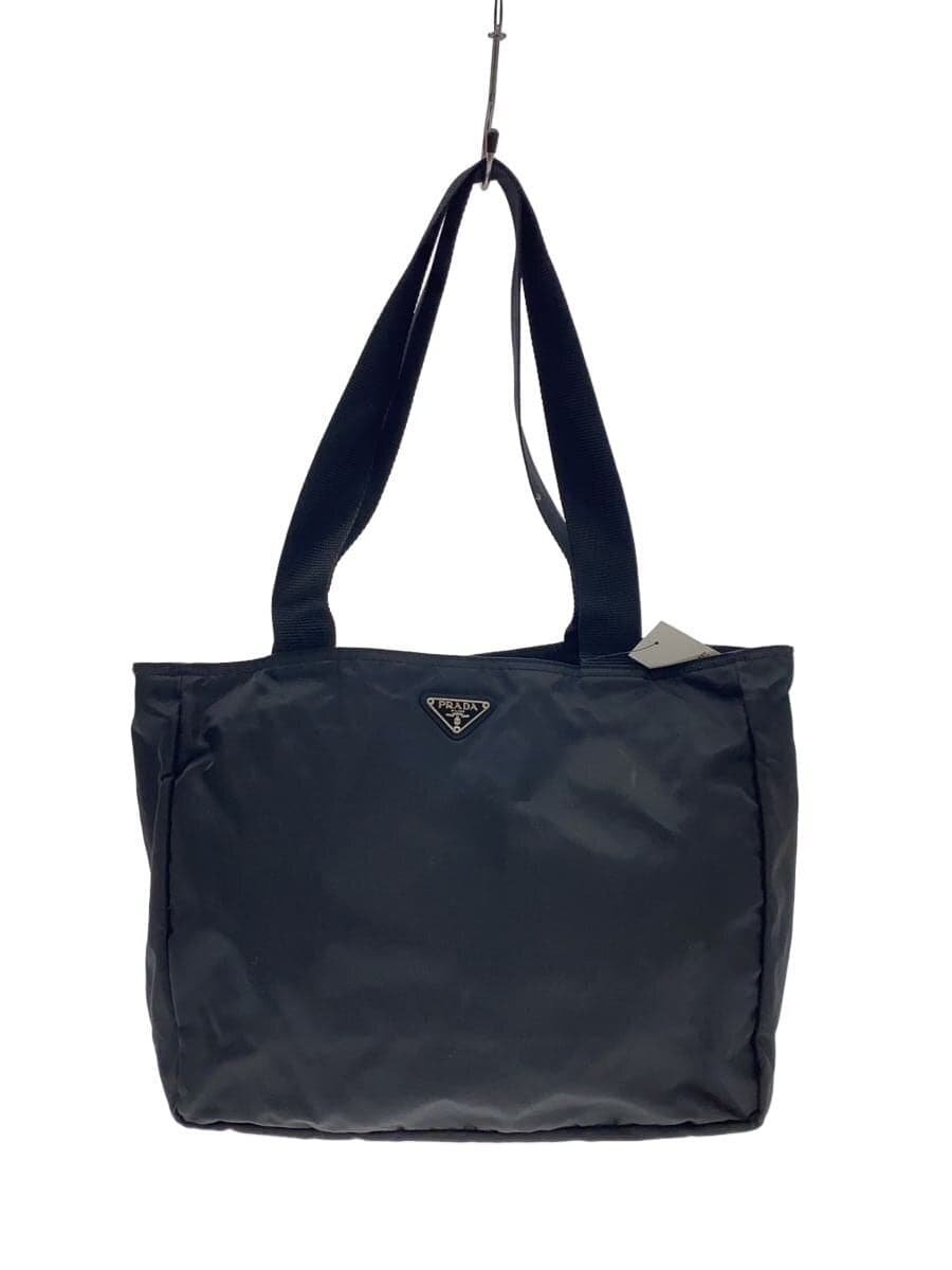 PRADA Triangle Logo Tote Bag Nylon BLK Solid