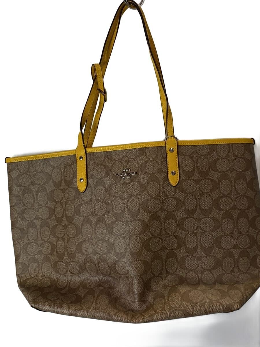 COACH Reversible Tote Bag Signature YLW All-over pattern F36658