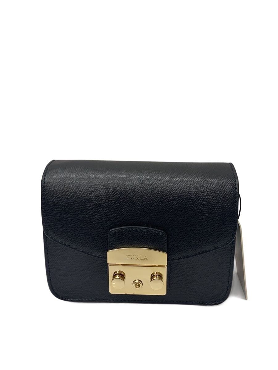 FURLA Shoulder Bag Leather BLK 272499 Metro Police