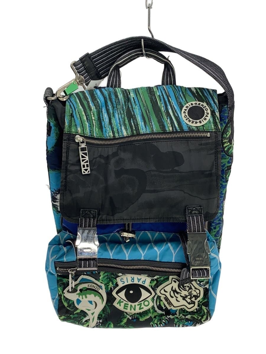 KENZO Backpack Nylon BLK All Over Pattern