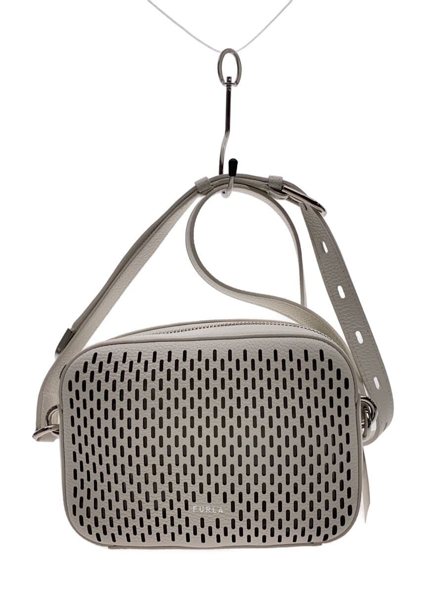 FURLABLOCK MINI CROSS BODY Shoulder Bag Leather WHT Solid