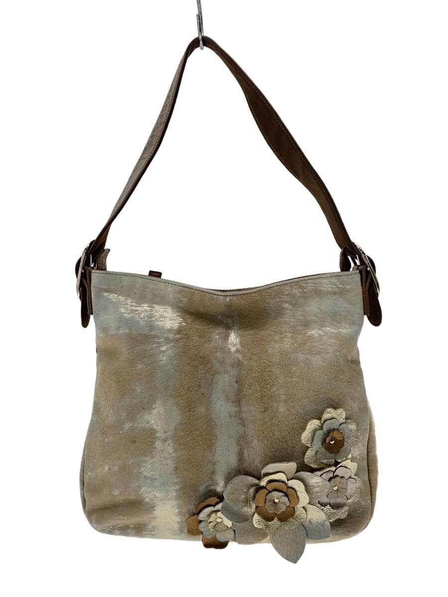 Other Brand Pony Hair Style Flower Handbag BEG