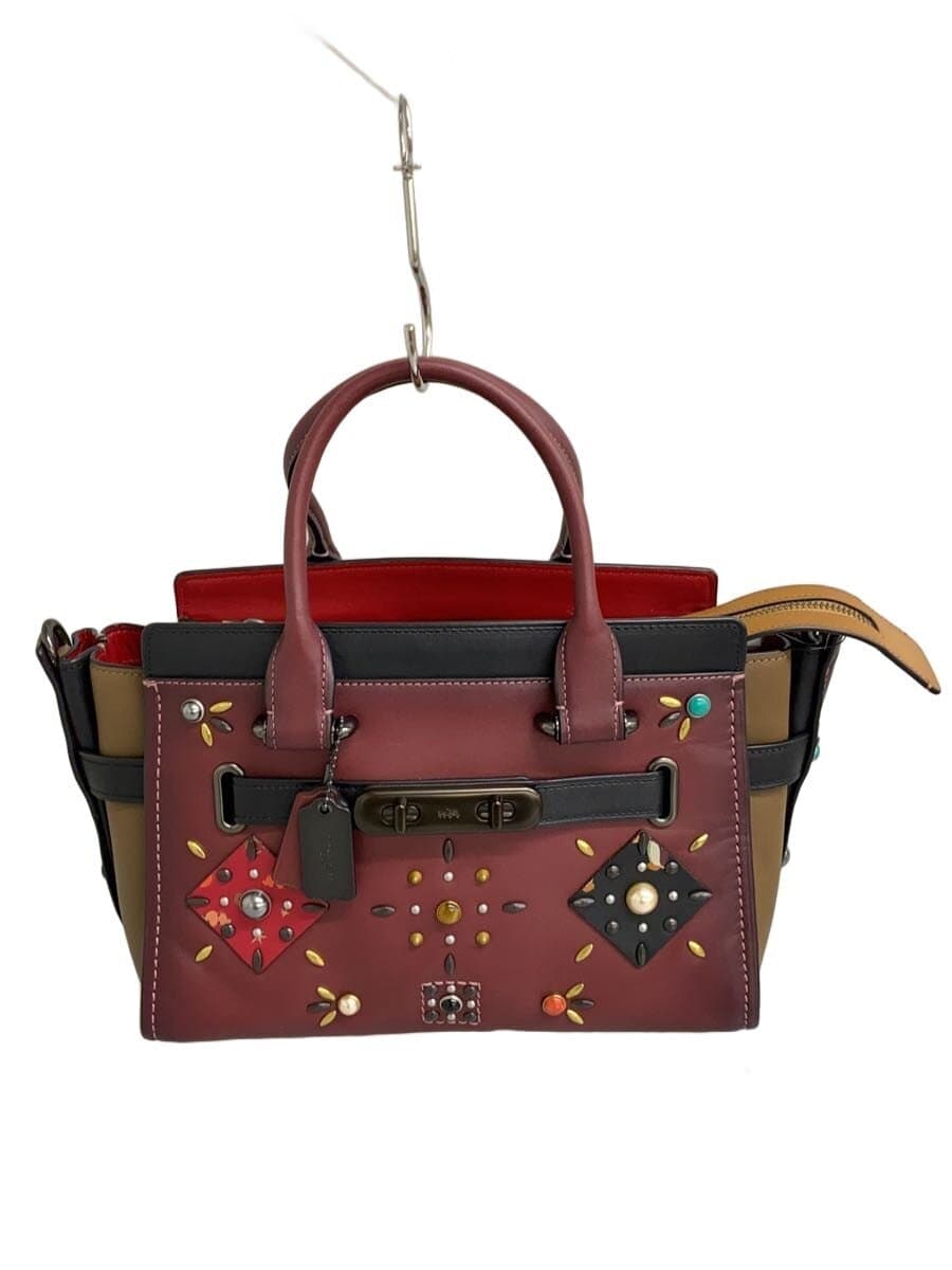 COACH Swagger Studs Inside Leather Deteriorated Handbag Studs Leather BRD 25744