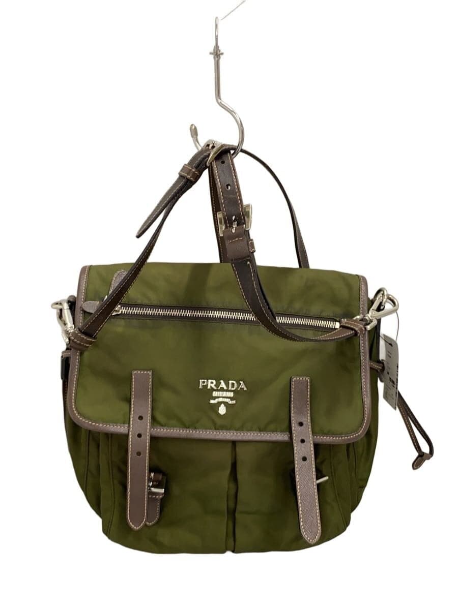 PRADA Shoulder Bag Nylon KHK Solid