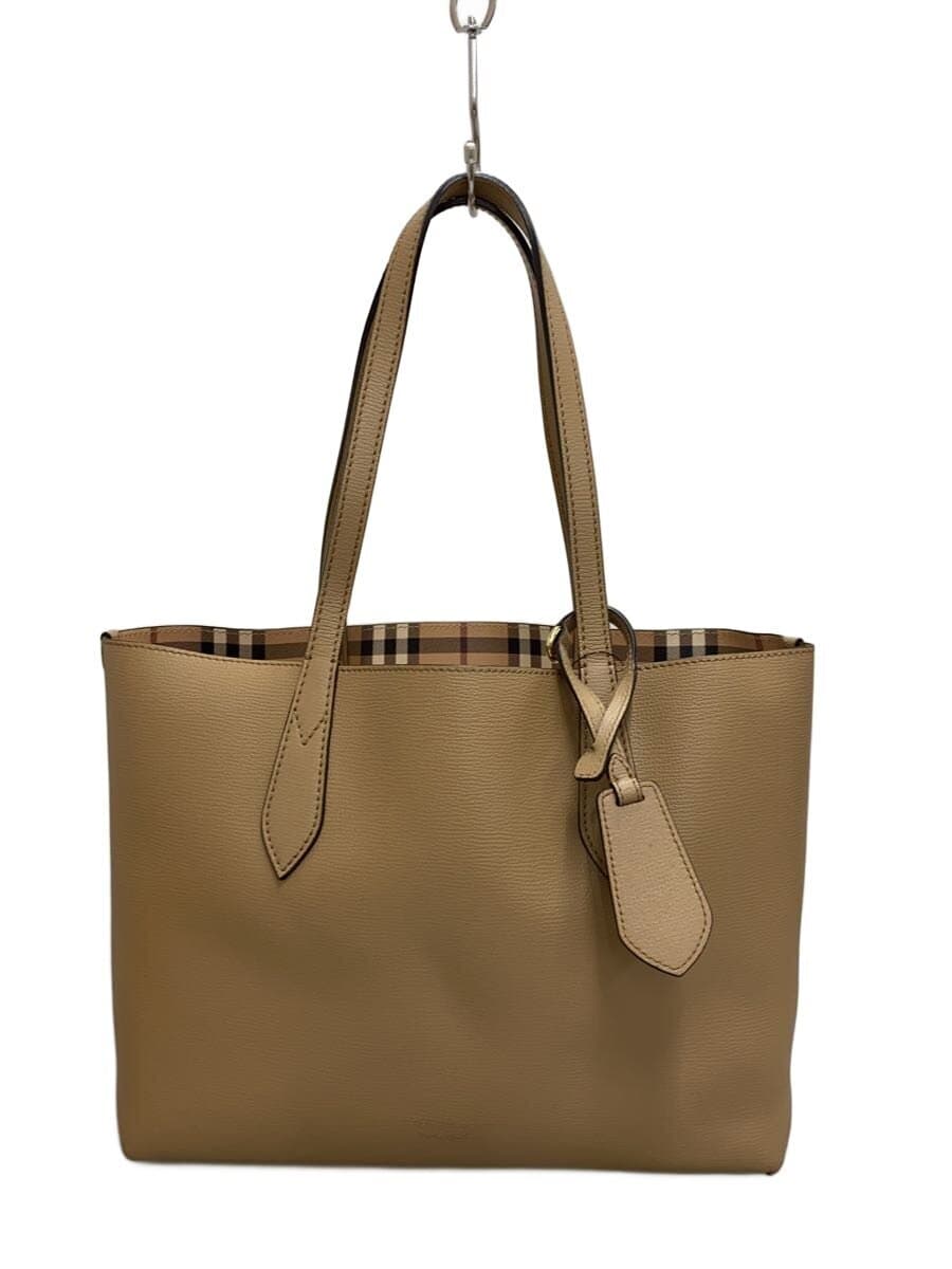 BURBERRY Tote Bag Leather BEG Solid