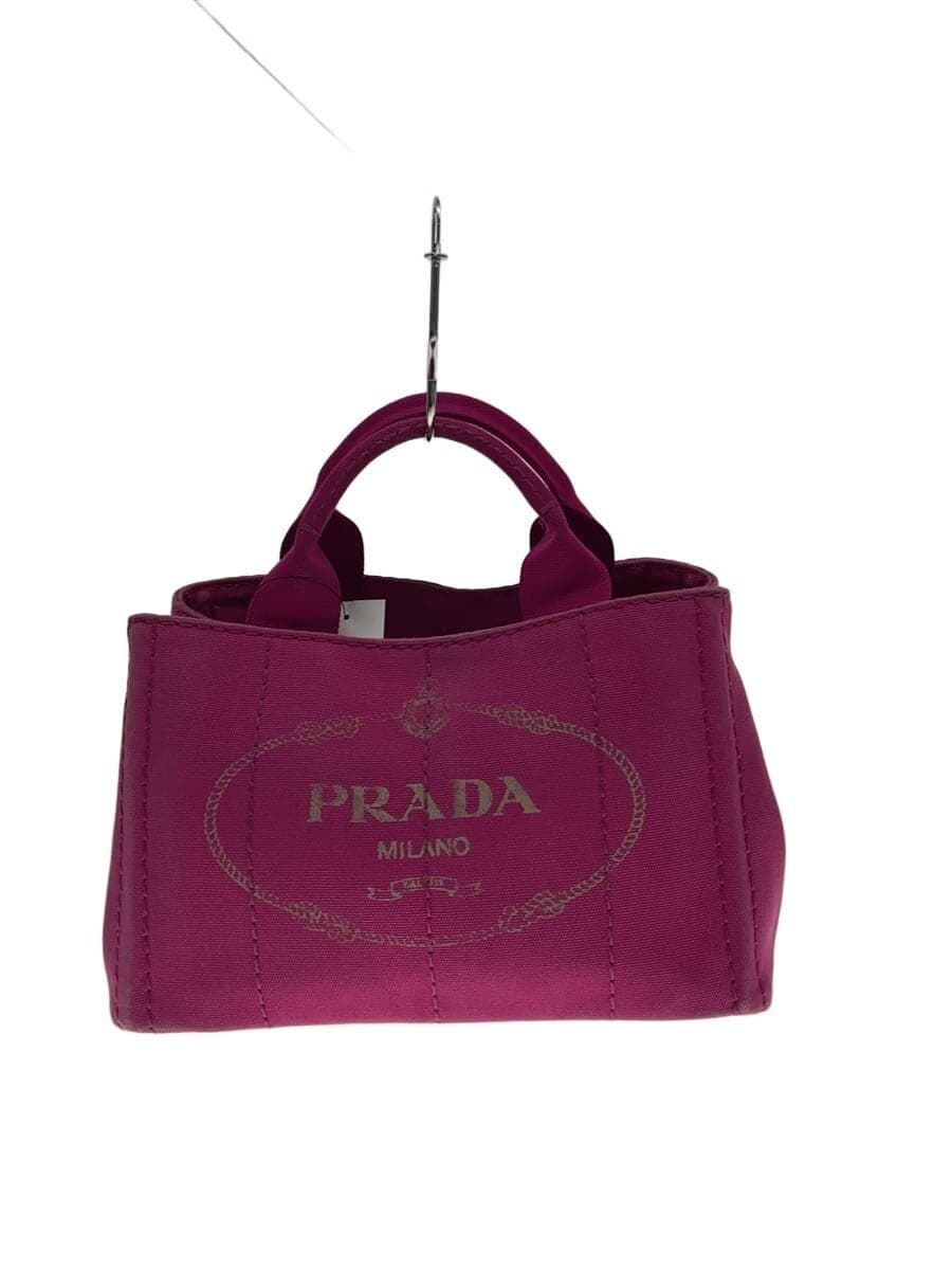 PRADA Canapa SS Size Shoulder Bag Canvas Pink Solid Color