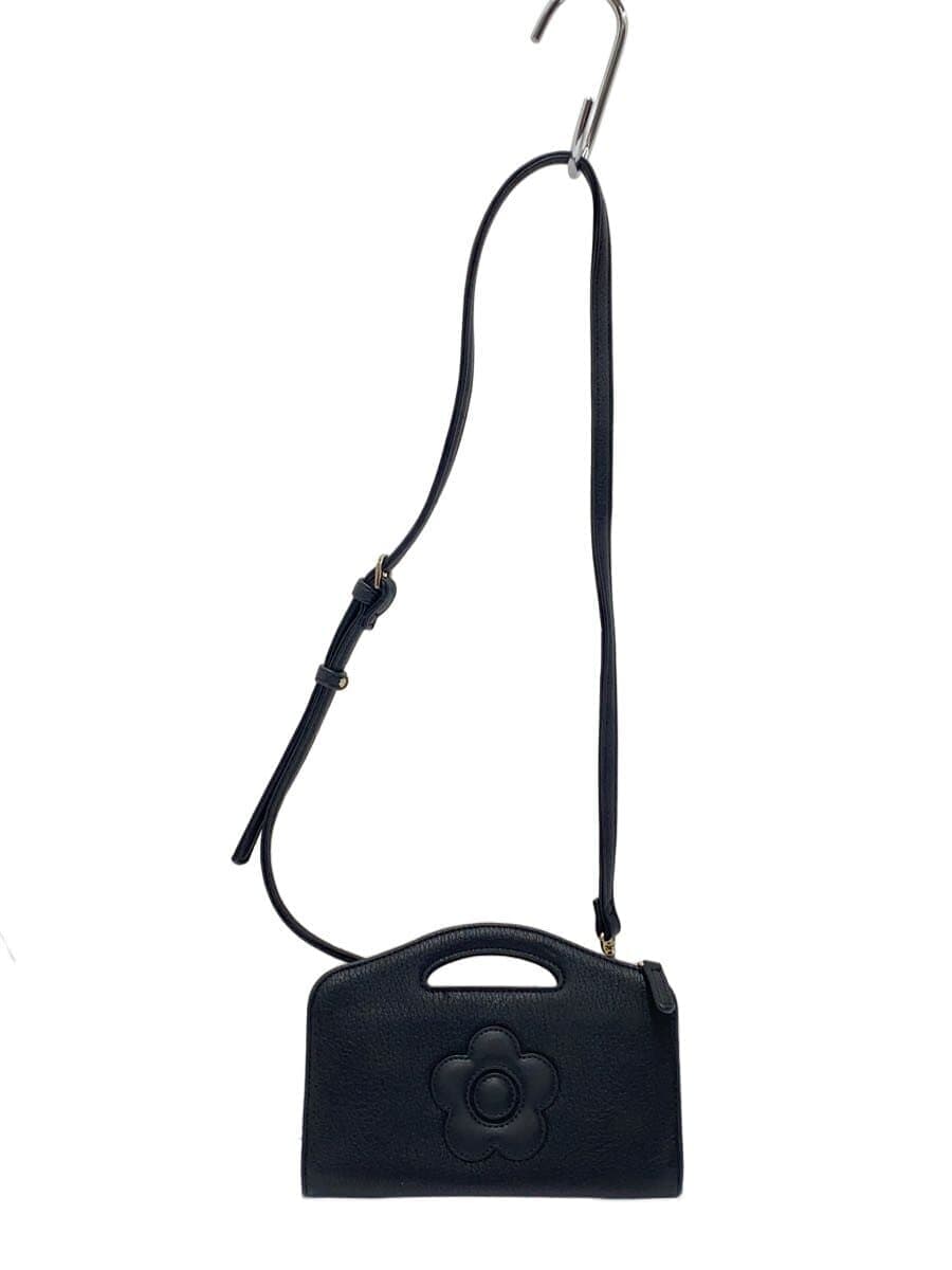 MARY QUANT Shoulder Bag Leather Black Solid Color