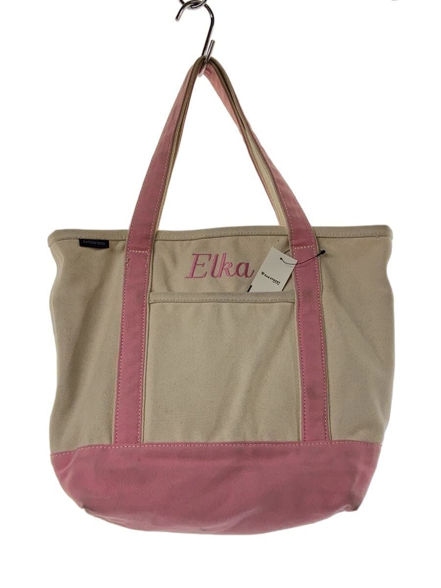 LANDS END Tote Bag Canvas Pink Solid Color