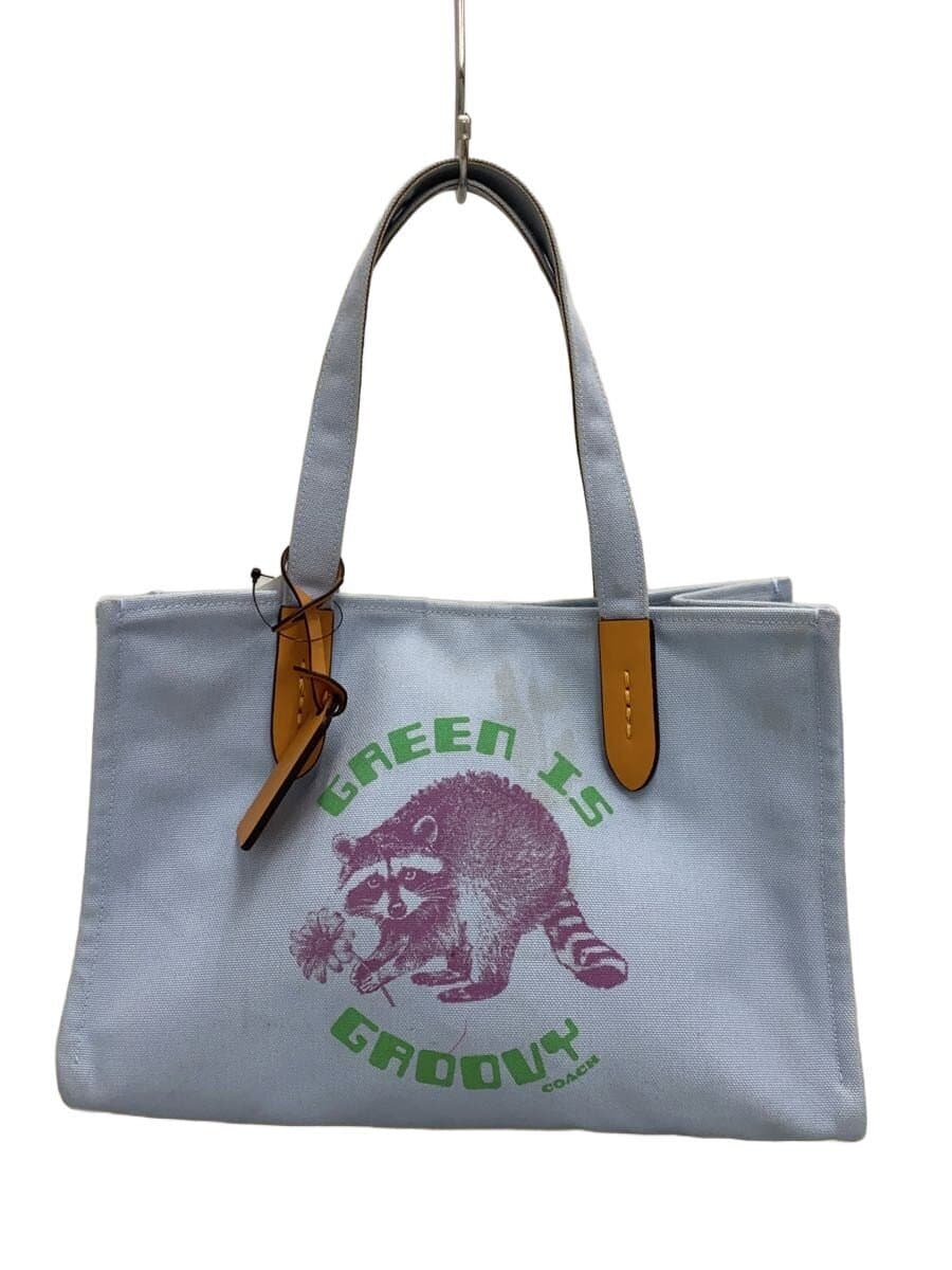 COACH Handbag Canvas BLU C3868