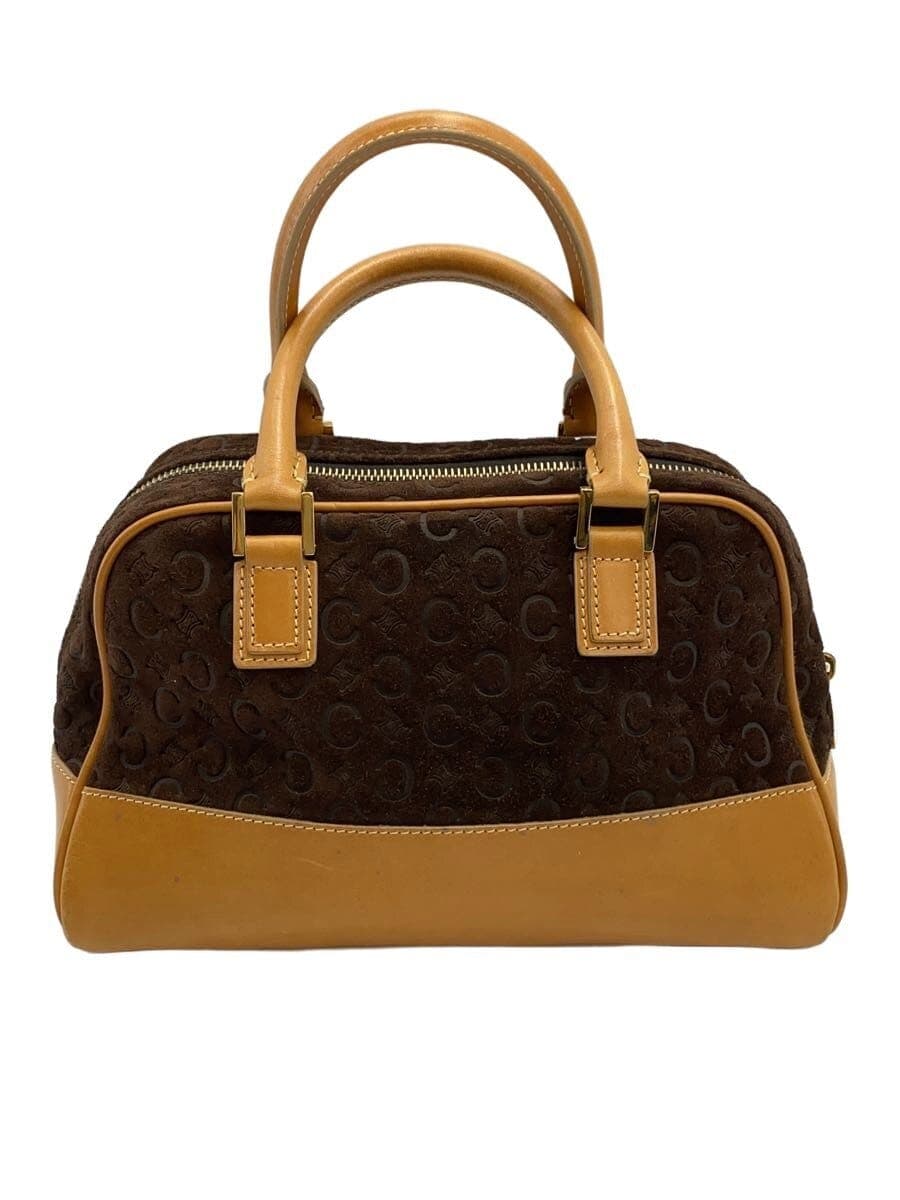 CELINE Mini Boston Bag Handbag Macadam Leather BRW All Over Pattern