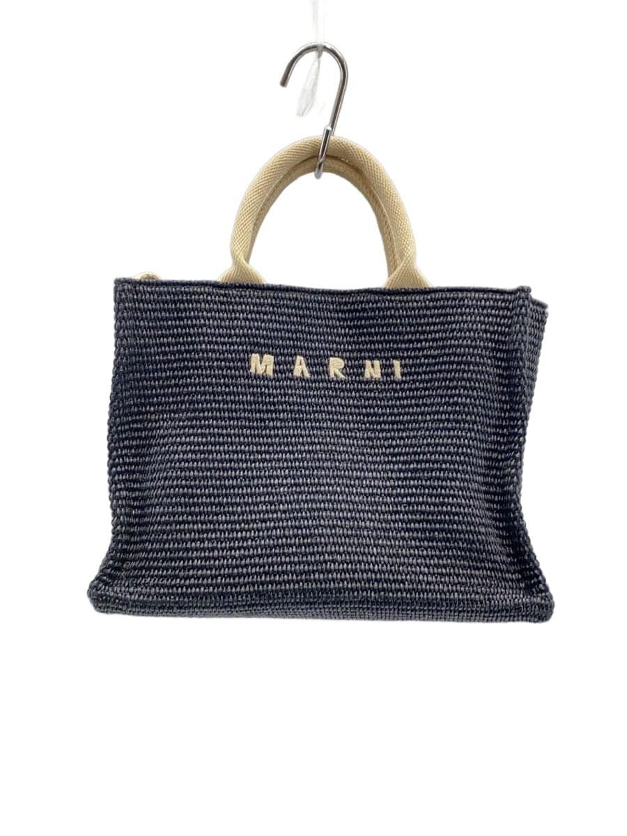 MARNI Blue Raffia Effect Small Handbag BLK Solid