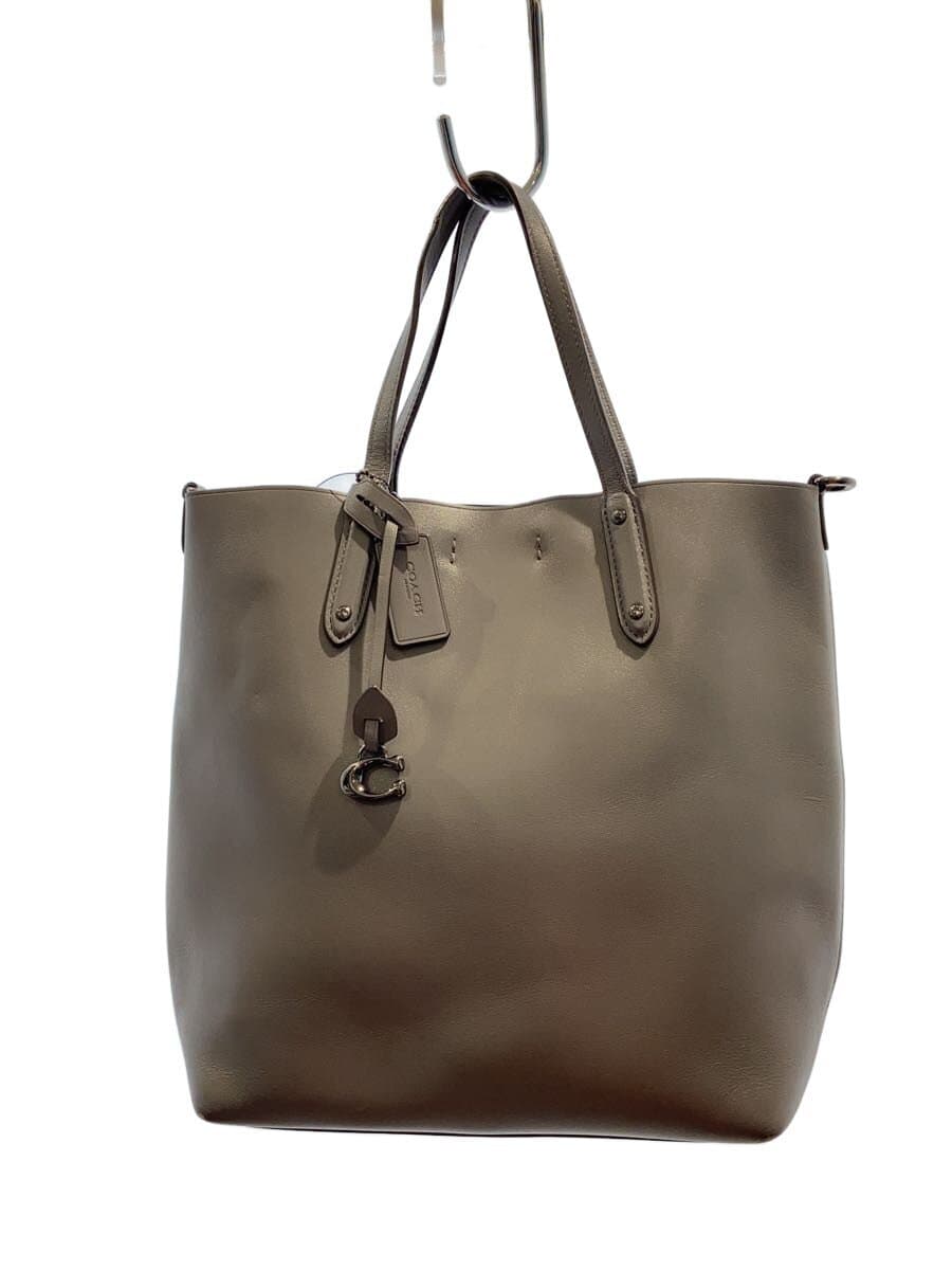 COACH Tote Bag Leather GRY 78217 Corner Scuff